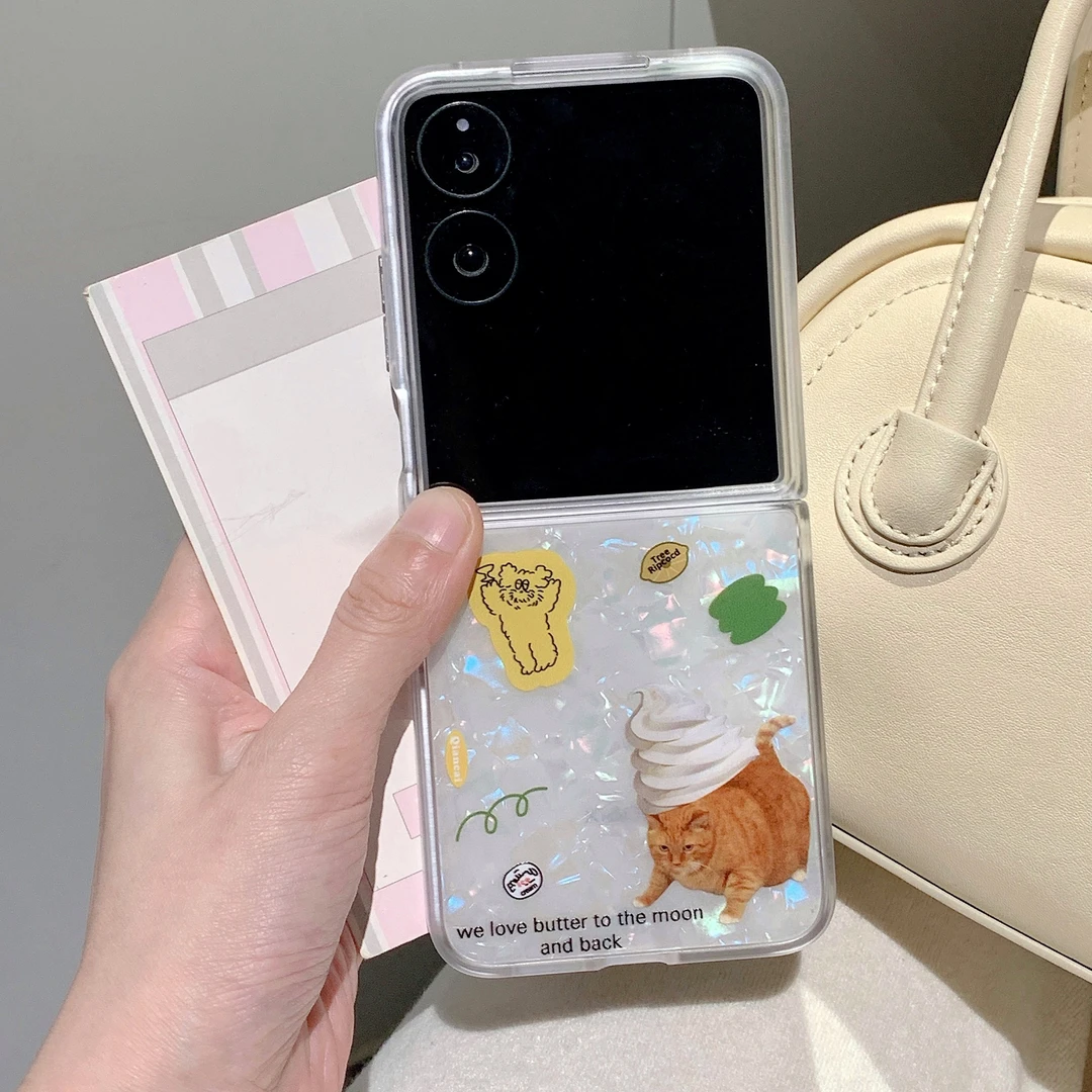 雪糕猫咪适用荣耀MagicVFlip手机壳折叠小米mixflip/华为pocket2