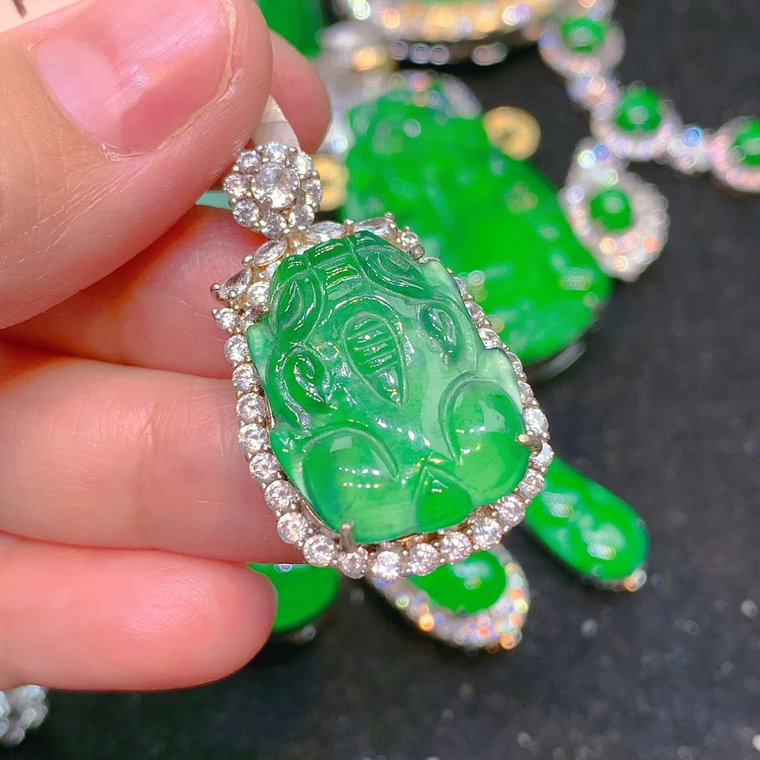 吊坠(不含链)银S925镶嵌翡翠翡翠