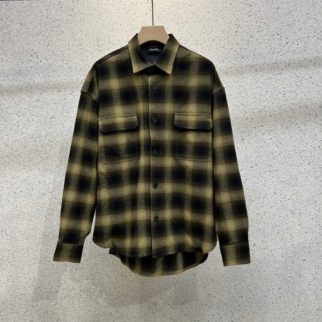 男士格子衬衣时尚潮流休闲复古百搭宽松