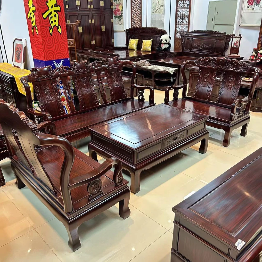 酸枝木 （混搭）桃子战国223五件套沙发占地：长3.4m宽2.6m