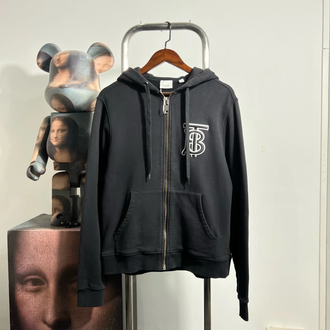 99新 BURBERRY/博柏利 tb拉链帽衫 T1008 M胸围52衣长66
