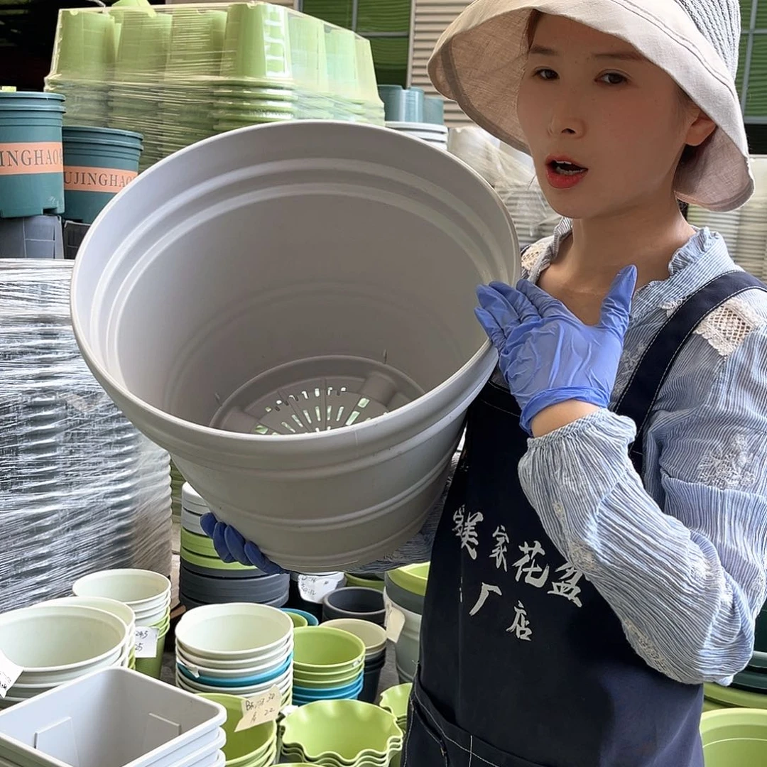 仿陶盆Q42#灰白色3个无托
