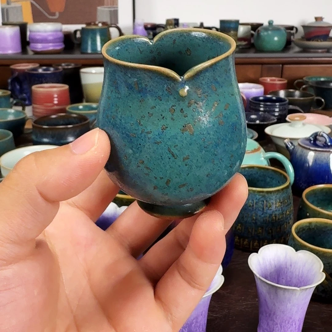 铜绿釉花口高足杯任晓飞