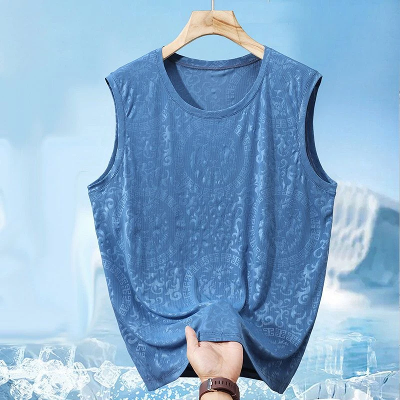 大码冰丝速干背心男士夏季宽松潮流宽肩无袖t恤运动透气坎肩健身