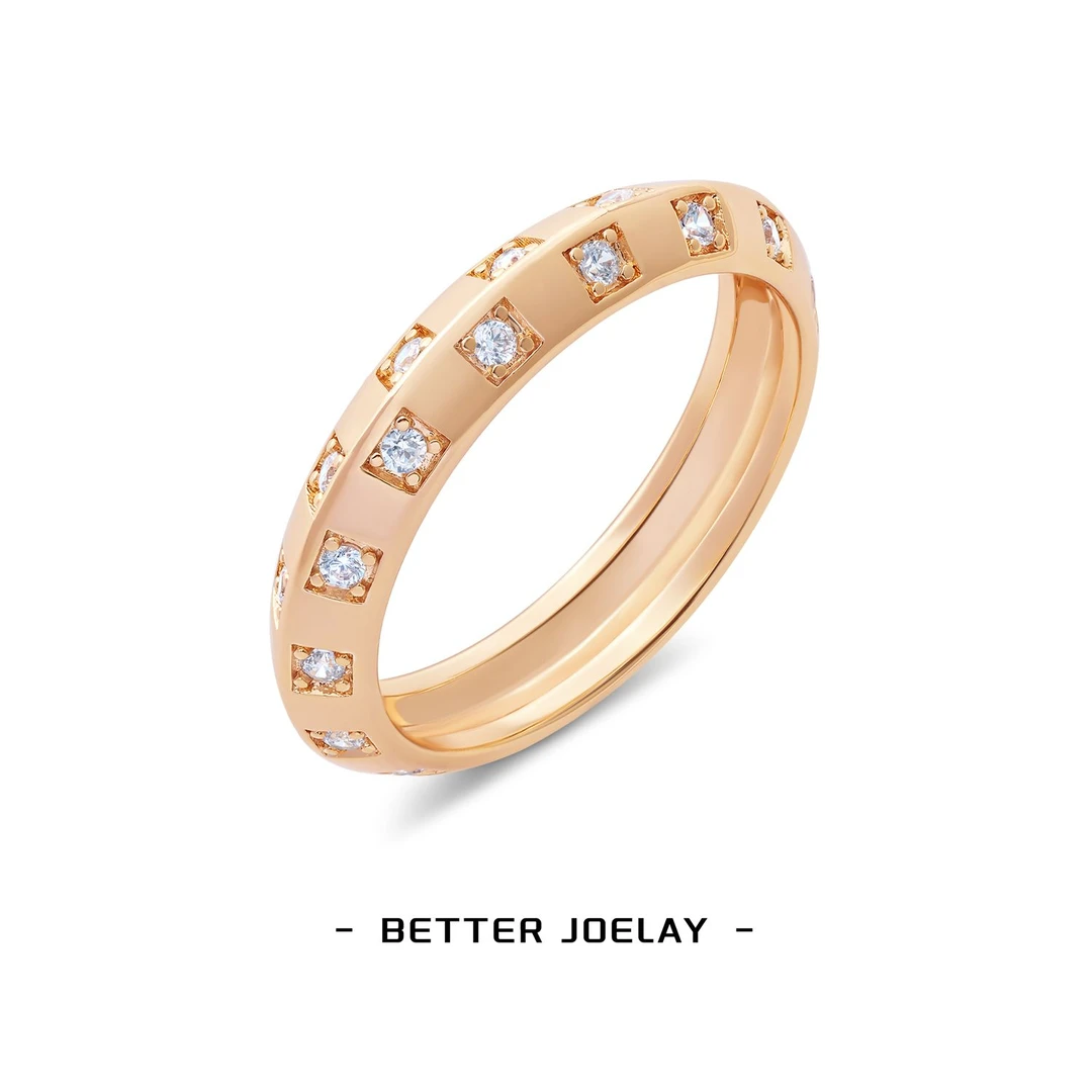 铜合金合成锆石戒指 BETTER JOELAY-【棋盘格戒指】时尚戒指J-2481