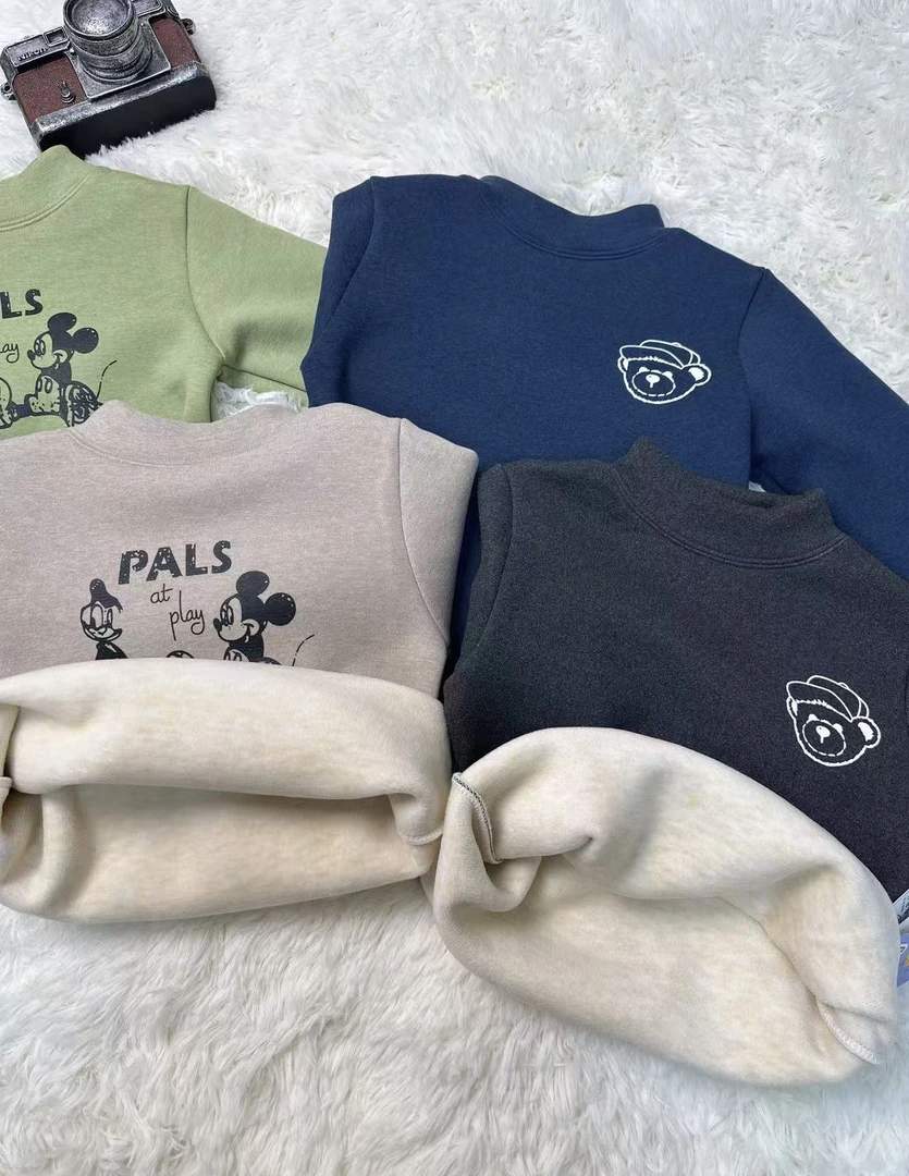 一件过冬加绒加厚男女童冬季保暖内衣儿童打底衫中大童半高领内搭