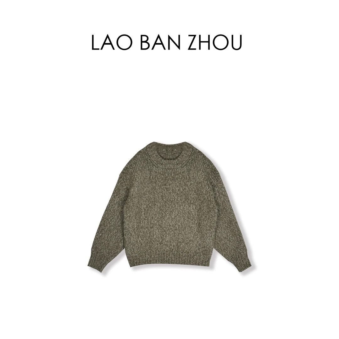 【老板周】小众复古 经典圆领舒适随性百搭毛衣提花