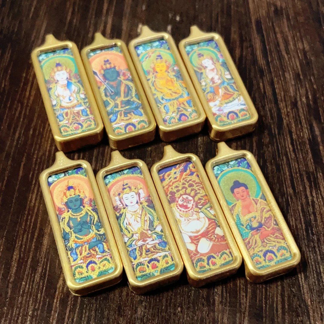 唐卡小方条吊坠【蘭鑄藏传】随身 携带 唐卡 藏传 生肖 高品绘画卡