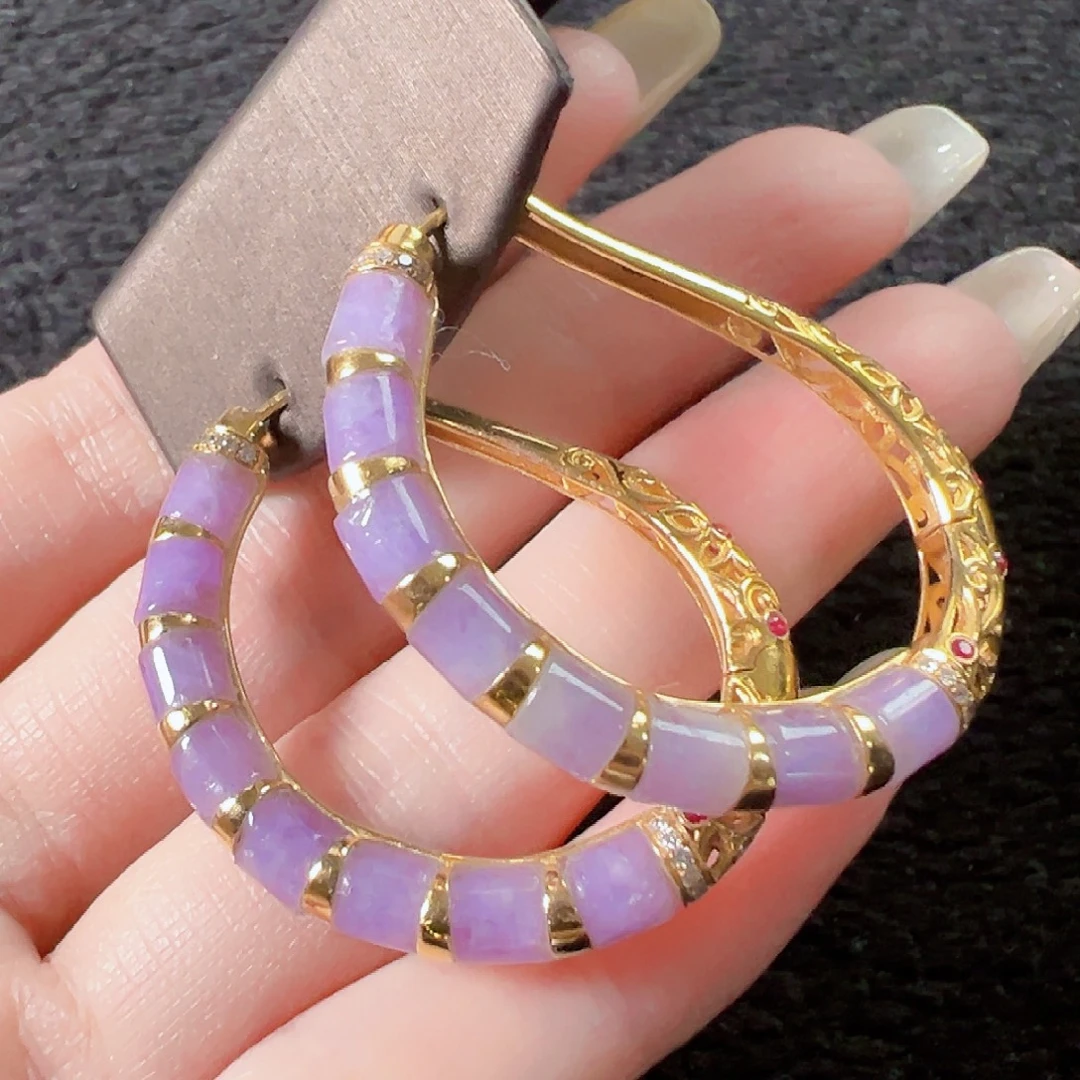 翡翠18K金镶嵌耳饰签收后24小时鉴赏期，过时不退