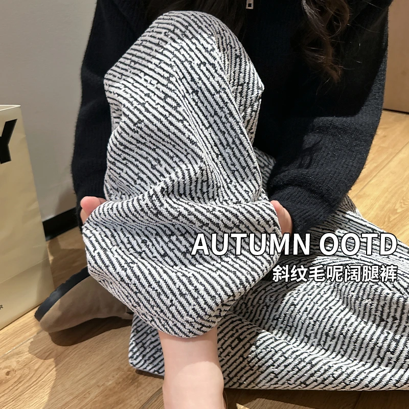 亮丝雪尼尔阔腿裤2025秋季新款慵懒高腰显瘦宽松设计感拖地直筒裤