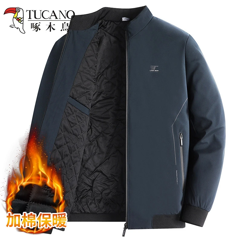 啄木鸟2025年秋冬新款男士棉衣商务休闲薄款立领棉服修身短款棉袄