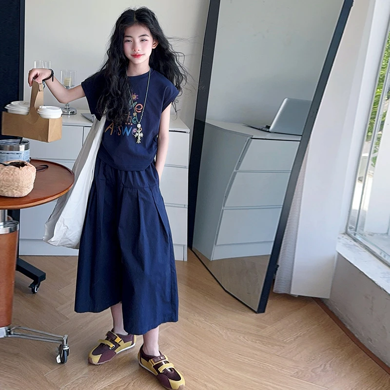 女童夏装套装6-12岁洋气女孩短袖中大童裙裤夏季两件套韩系穿搭