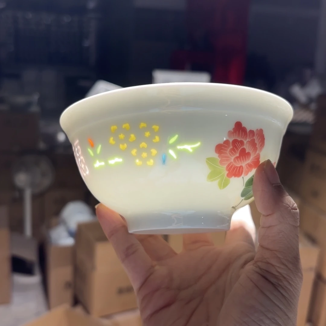 玉瓷景德镇陶米饭碗微瑕两只