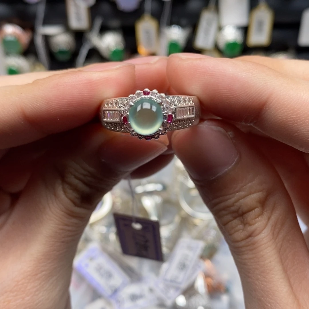 翡翠戒指未镶嵌苡*葵天然缅甸翡翠a货