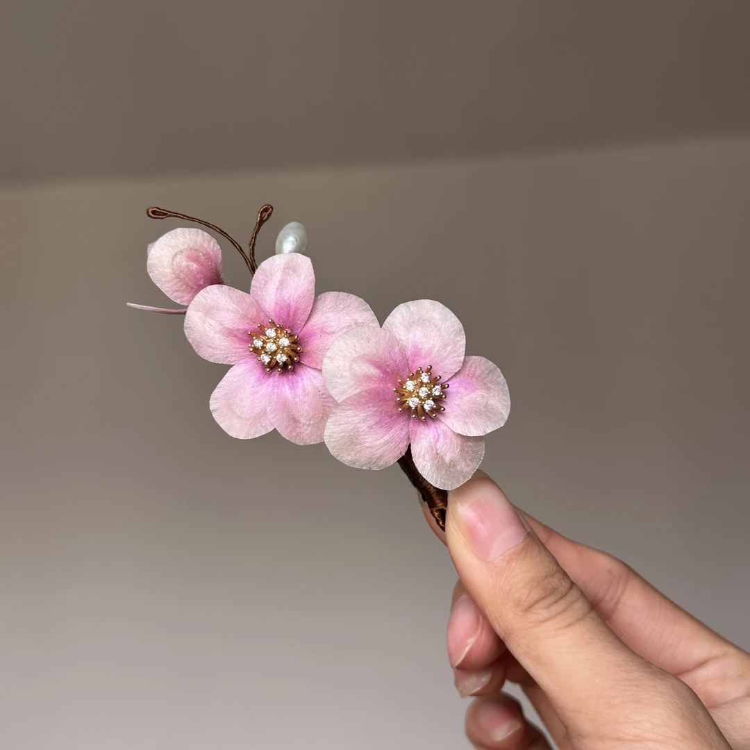 非遗绒花发簪  紫韵发夹