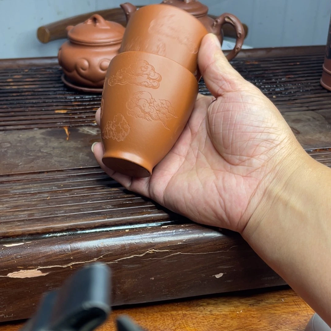 茶杯紫砂紫砂赵庄朱泥放漏