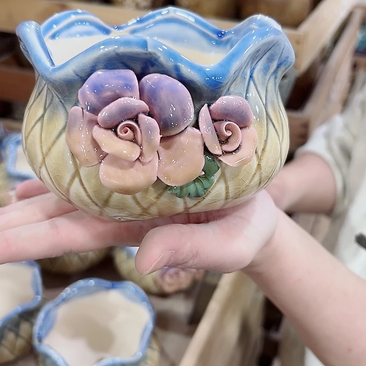 有孔.凑满10元发货多肉陶瓷花盆！