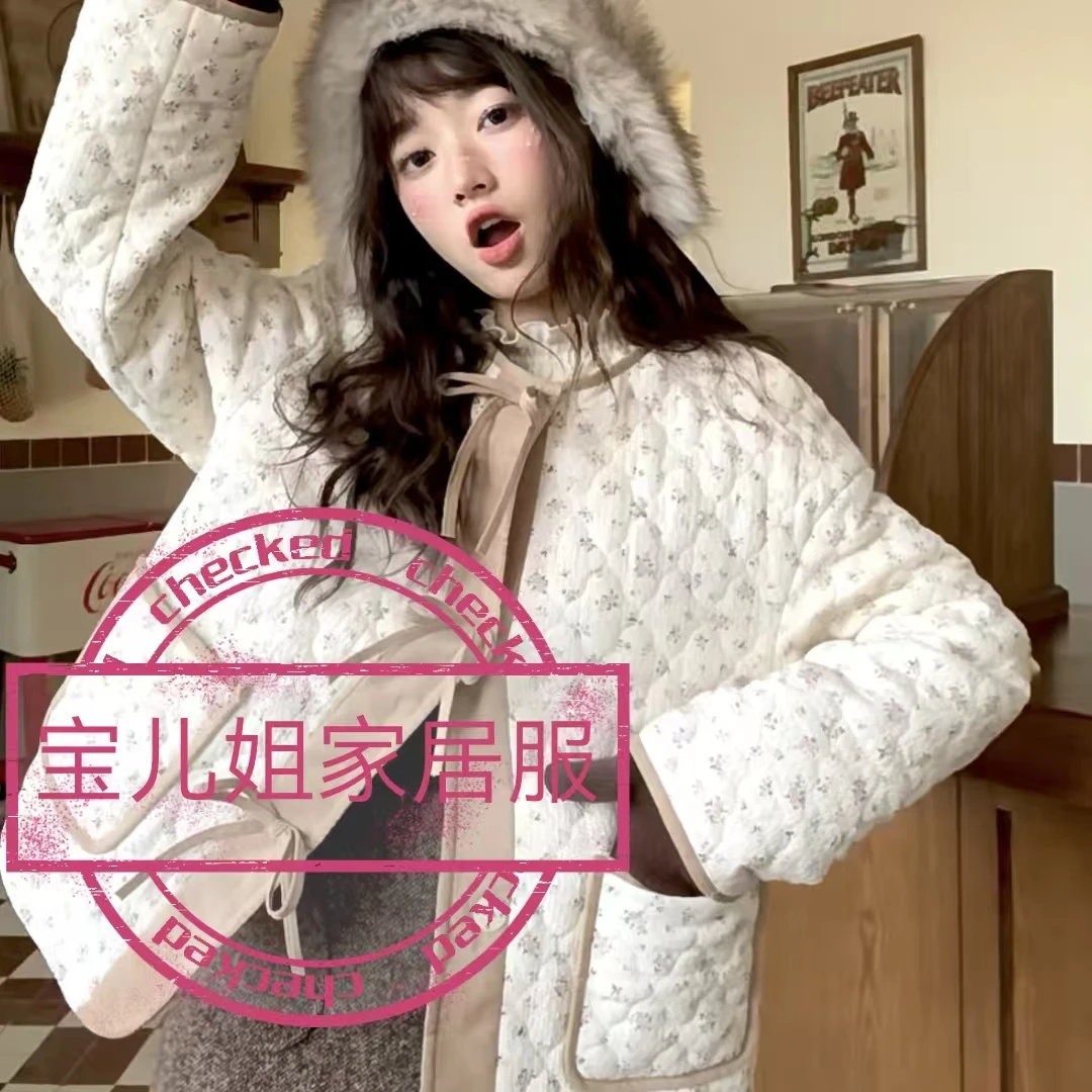 秋葵专属-【夹棉款】冬季睡衣三层夹棉加厚睡衣女软软绒保暖家居服