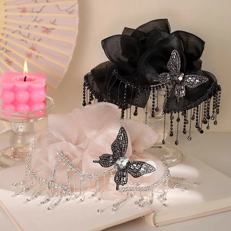 渼姿芝 在逃公主AB面抓夹韩版手工蝴蝶结时尚百搭鲨鱼夹设计款女