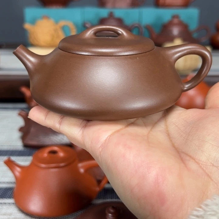 紫砂茶壶文***龙纳瓢150毫升老紫泥