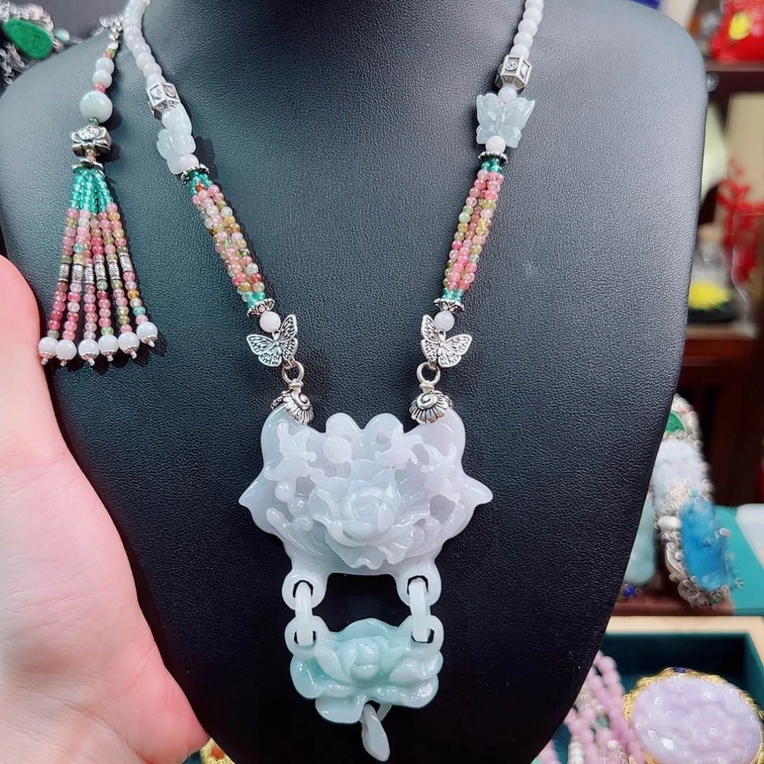 翡翠未镶嵌项链项链