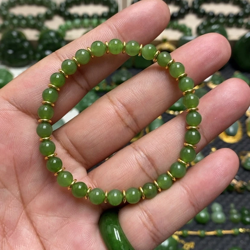 【闪购商品】手链银S925镶嵌和田玉（碧玉）