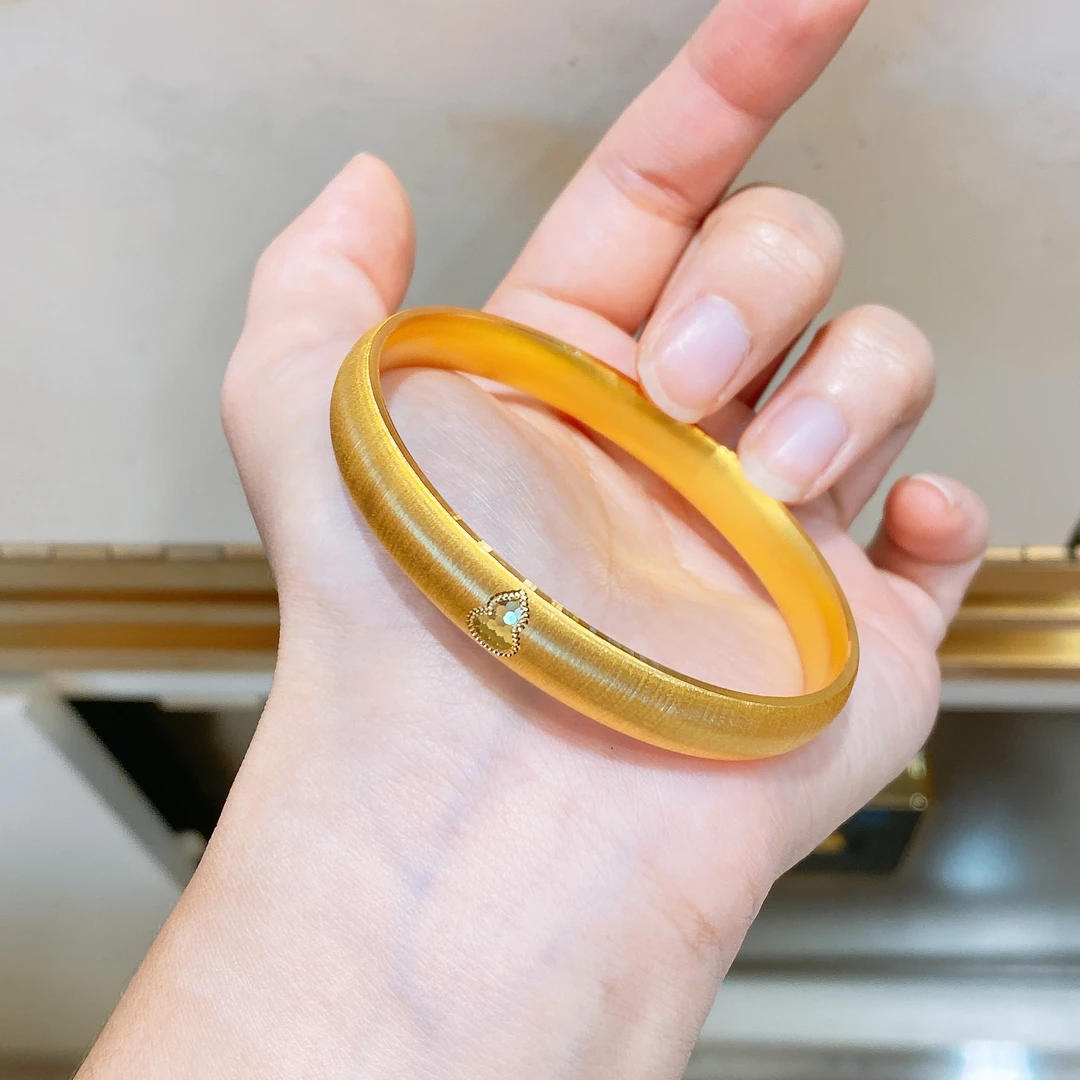 【铭记】足金999 拉丝葫芦泥鳅背手镯 厚壁中空 面宽卡8mm