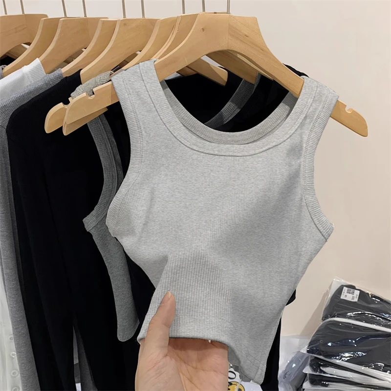 棉打底吊带背心女夏季2025新款灰色内搭辣妹多巴胺夏装小上衣服