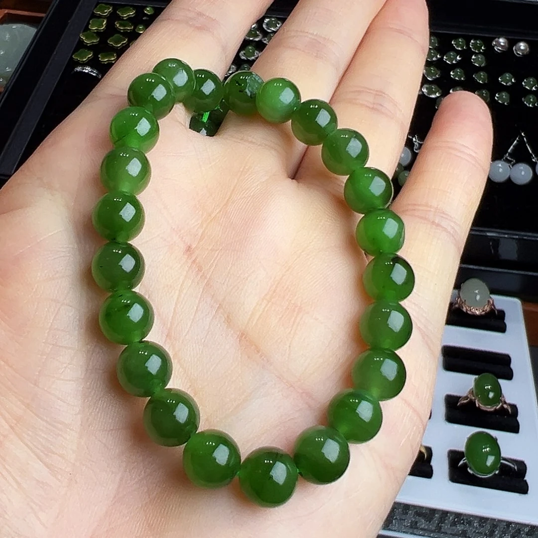 未镶嵌手串和田玉（碧玉）碧玉8mm