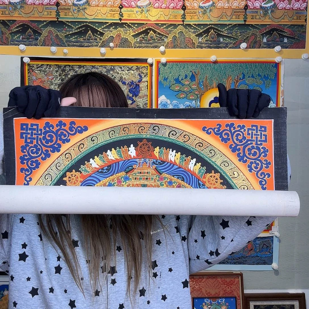 卷轴画纯手绘唐卡坛城50厘米左右