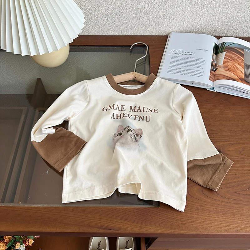 女童打底衫春秋季新款儿童长袖t恤洋气百搭圆领女童长袖打底t恤