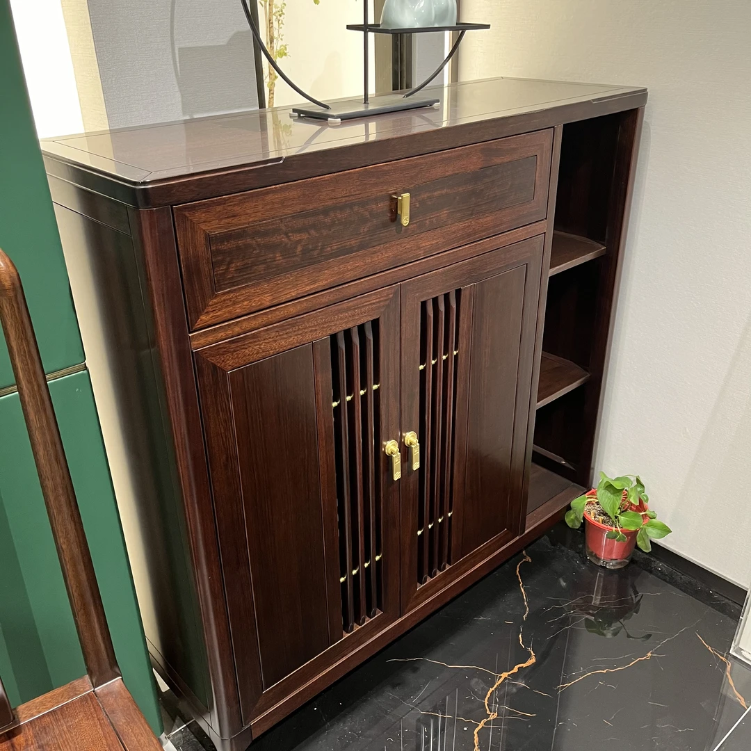 锦福轩  新中式鞋柜现代中式家用禅意玄关柜门厅柜全实木隔断柜