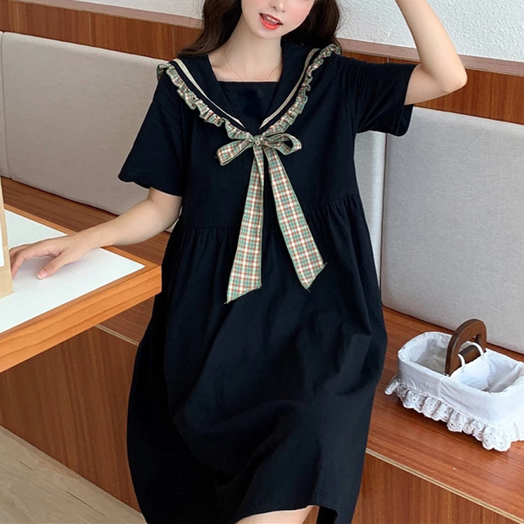 胖女童夏装连衣裙中大童胖女孩宽松加肥加大码初中学生学院风裙子