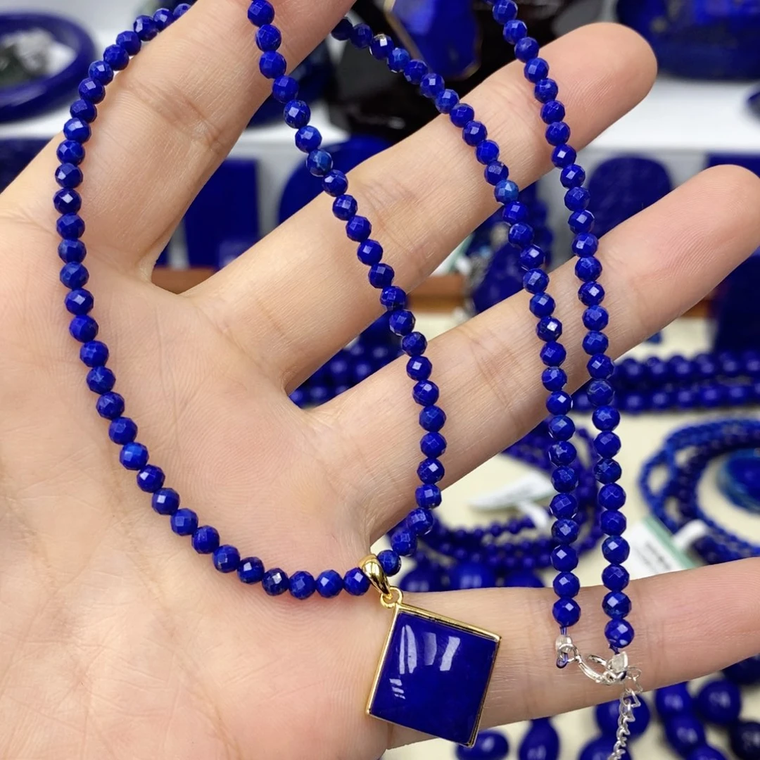 青金石颈饰银S925镀金镶嵌