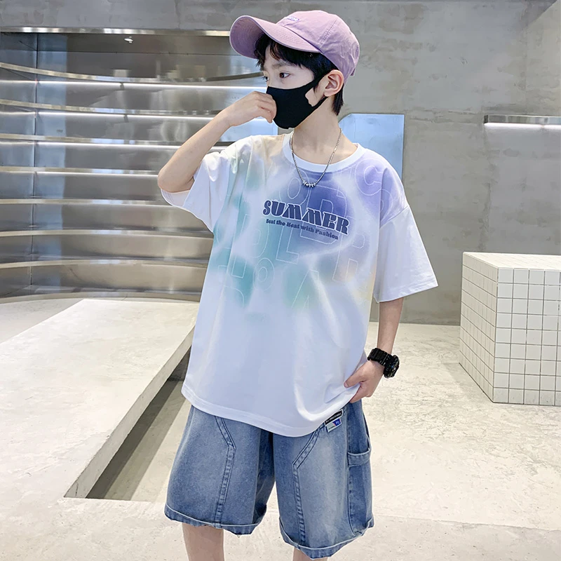 男童夏装短袖套装洋气炸街8-15岁中大童夏季薄款儿童男孩帅气时髦