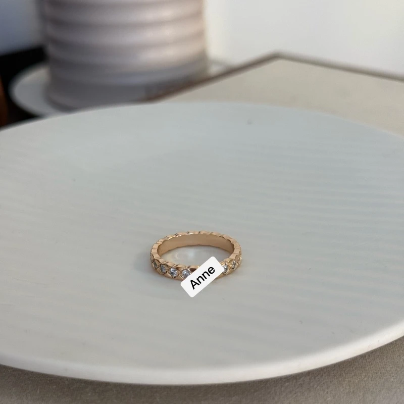 铜合金戒指 百搭菱格纹满锆精致戒指【J236】