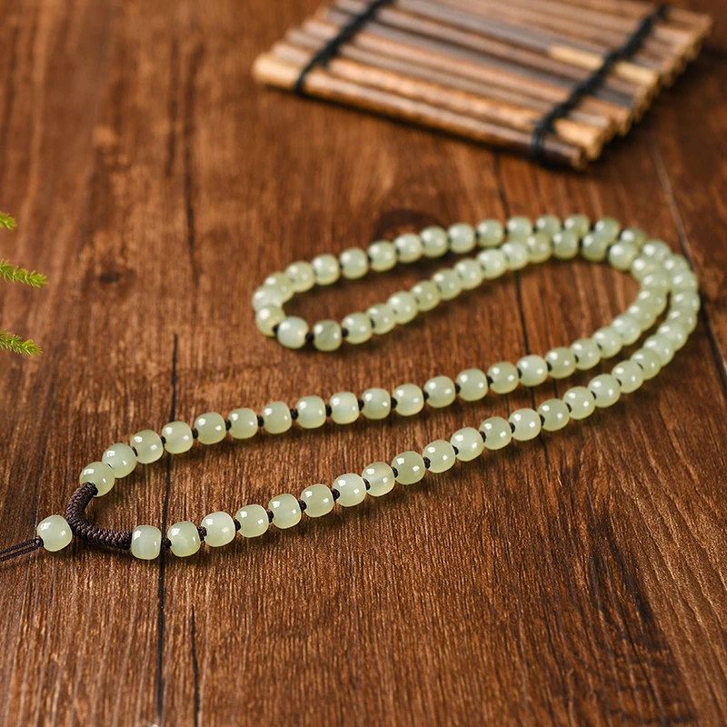 天然老型珠和田玉项链绳玉珠挂绳玉坠玉佩吊坠绳子男玉石珠链配绳