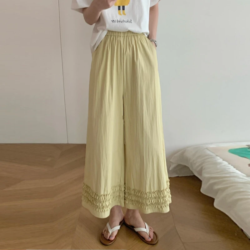 【伊伊】孕妇夏季薄款外穿休闲九分慵懒风松弛设计感百搭高腰阔腿裤