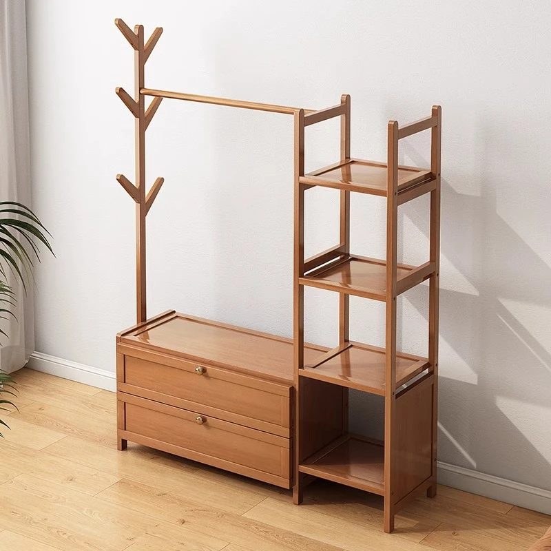 衣架落地卧室收纳衣服置物房间床边晚上放衣服开放式衣柜带储物柜