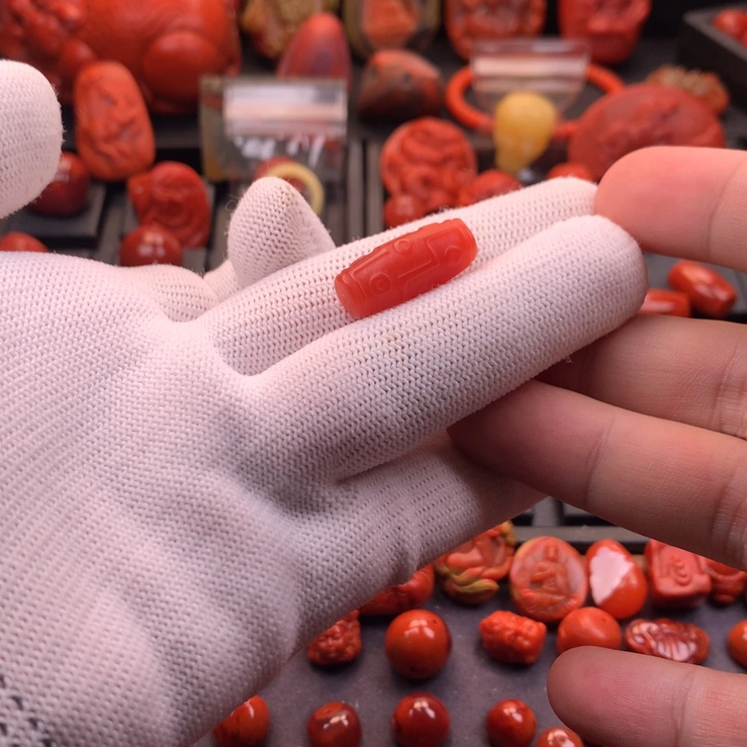 南红玛瑙未镶嵌【传仁】精工雕刻樱桃红九眼珠10✖️23