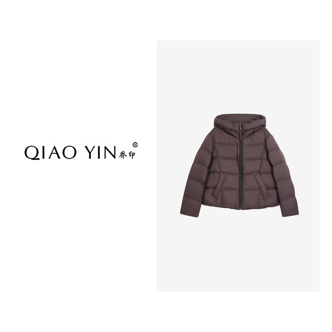QIAO YIN"羽绒服“时尚轻薄休闲短款冬季简约连帽羽绒外套QY28726