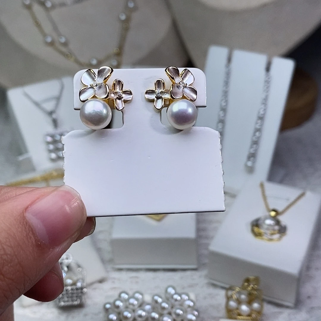淡水珍珠耳饰银S925镶嵌
