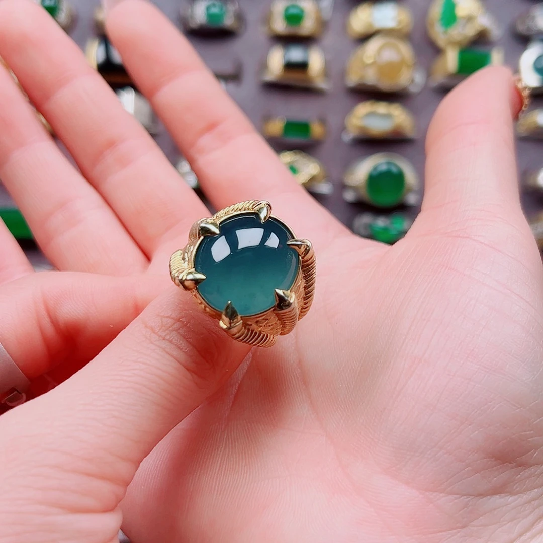 银S925镶嵌戒指翡翠手***、