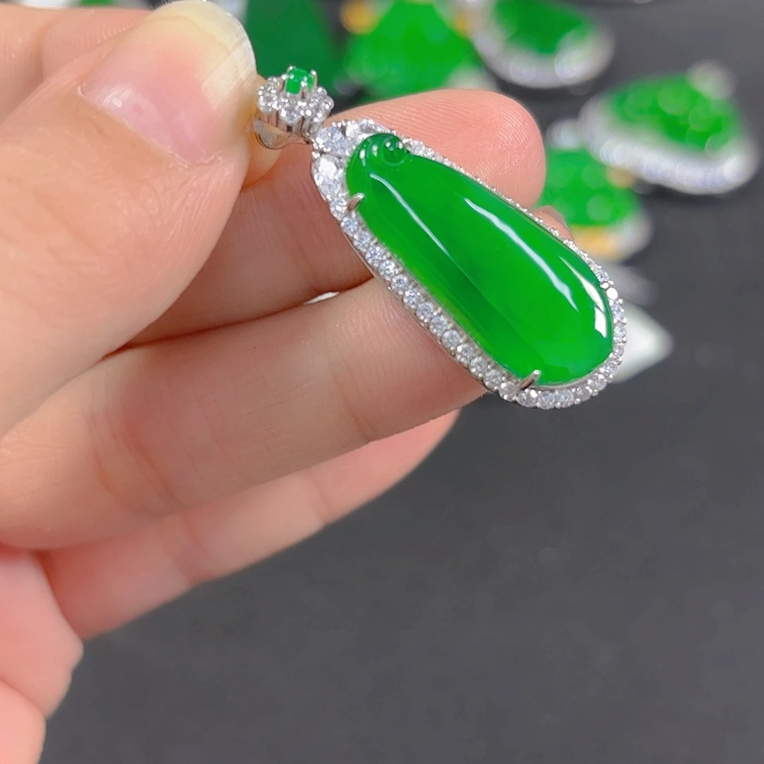 翡翠银S925镶嵌吊坠(不含链)