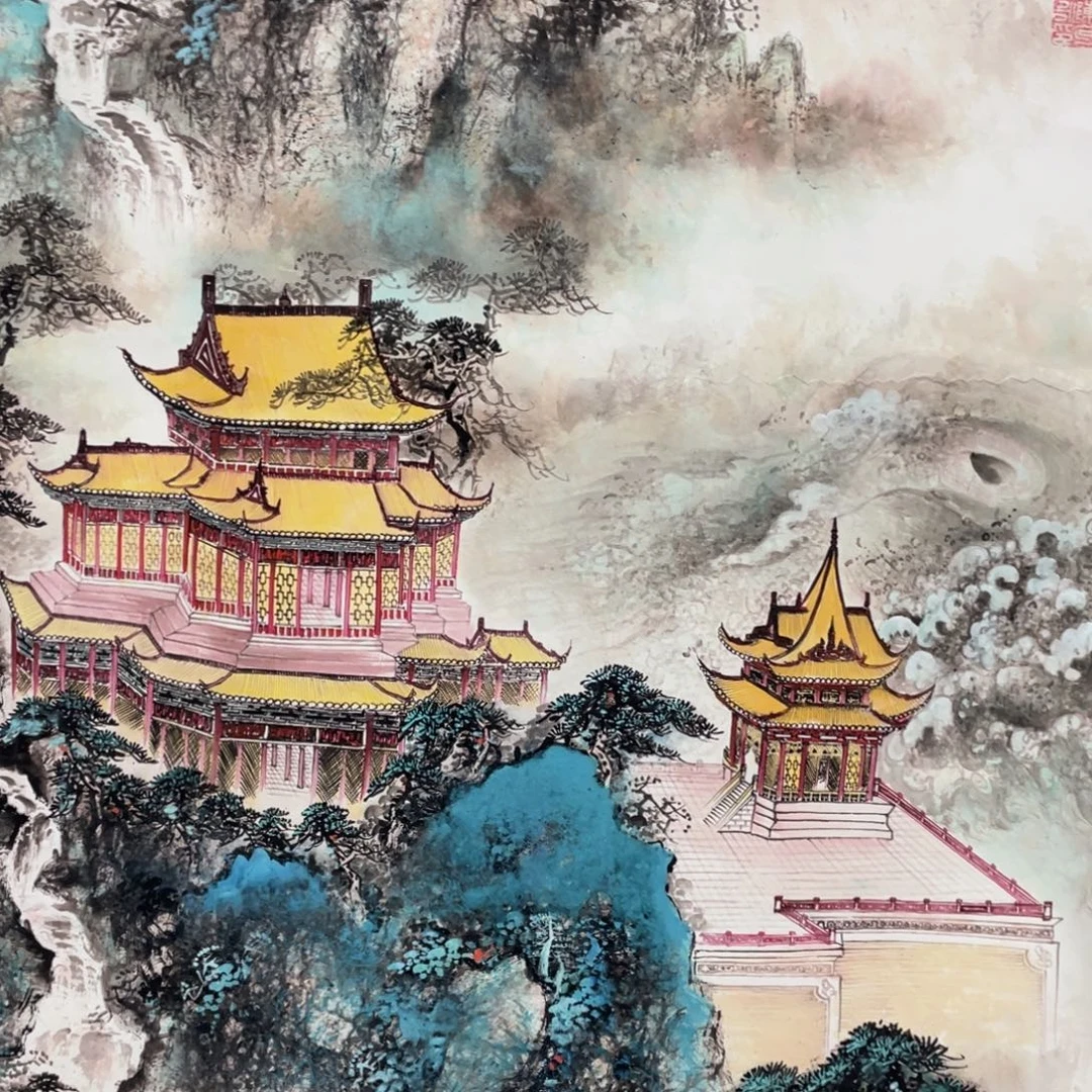 国画手绘带装裱和运险w