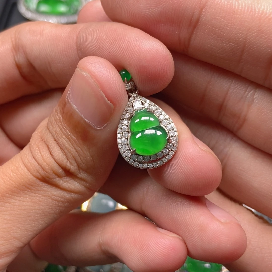 翡翠银S925镶嵌吊坠(不含链)