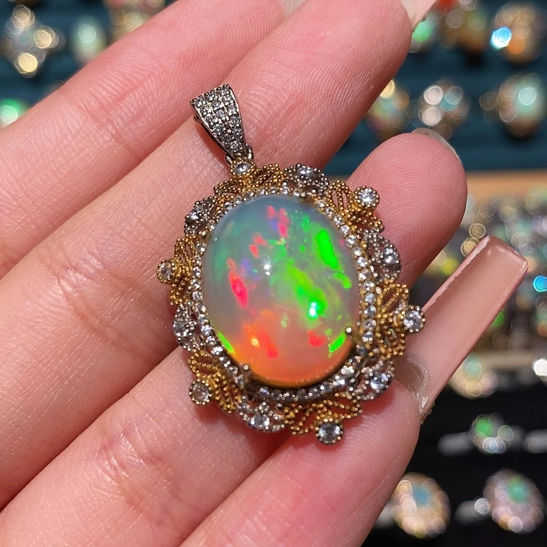 欧泊银S925镶嵌吊坠