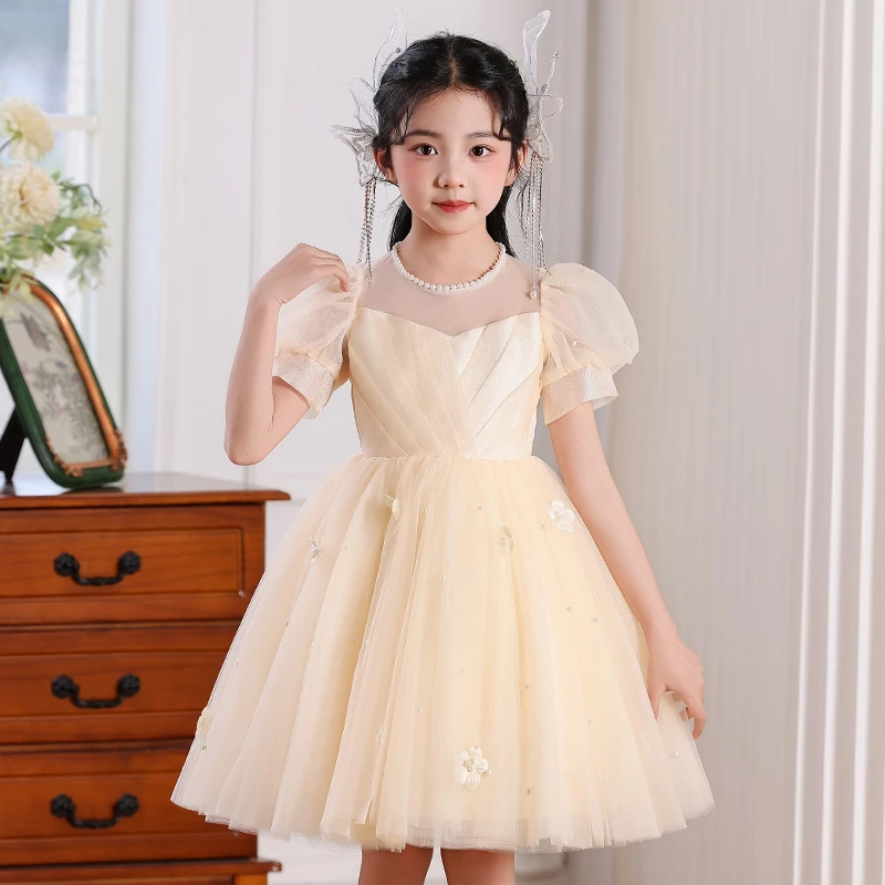 儿童洋气女童夏季礼服花童生日主持人公主裙连衣裙钢琴演奏演出服