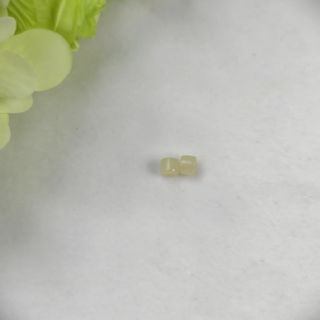 和田玉若羌黄口单珠（两颗一组）