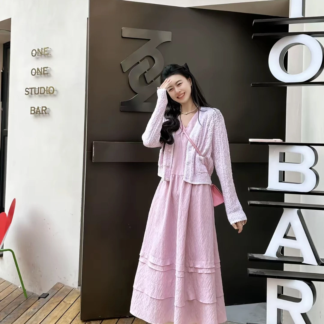 GIRDEAR/哥弟「粉红泡泡」新款休闲复古显瘦女士连衣裙150027